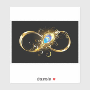 Infinity with Golden Peacock Feather Sticker