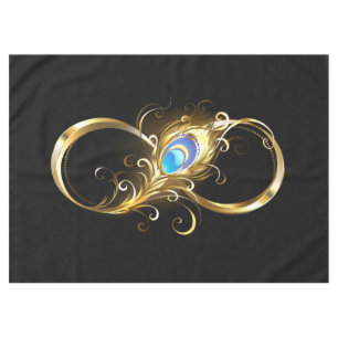 Infinity with Golden Peacock Feather Tablecloth
