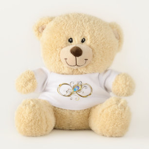 Infinity with Golden Peacock Feather Teddy Bear
