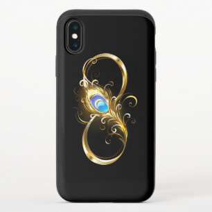 Infinity with Golden Peacock Feather iPhone XS Slider Case