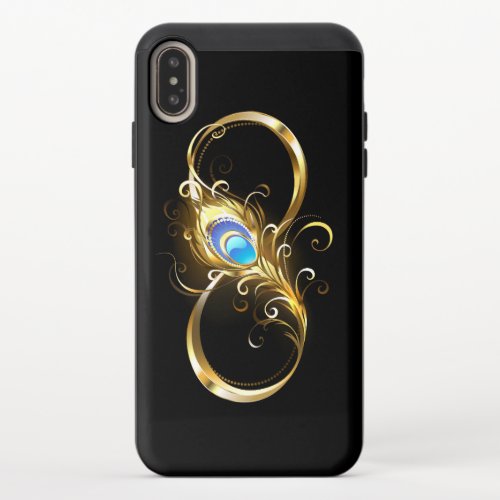 Infinity with Golden Peacock Feather iPhone XS Max Slider Case