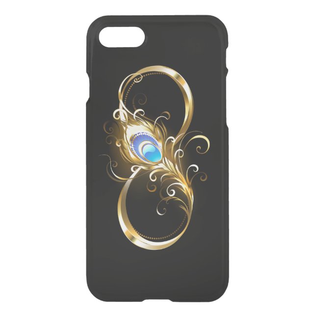 Infinity with Golden Peacock Feather Uncommon iPhone Case (Back)