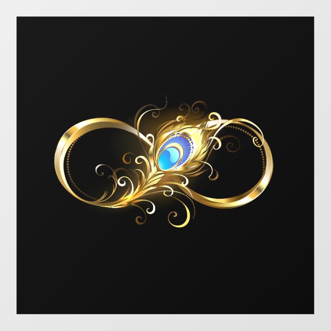 Infinity with Golden Peacock Feather Wall Decal (Front)