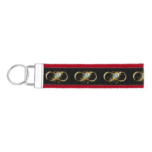Infinity with Golden Peacock Feather Wrist Keychain
