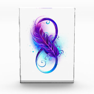 Infinity with Purple Feather Acrylic Award