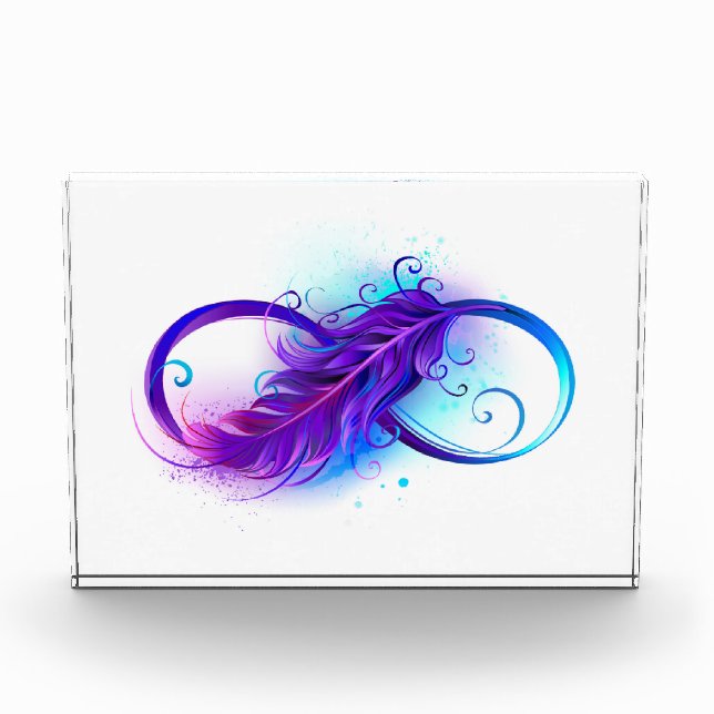Infinity with Purple Feather Acrylic Award (Front)