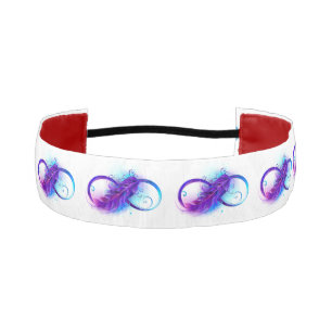 Infinity with Purple Feather Athletic Headband