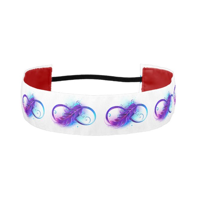 Infinity with Purple Feather Athletic Headband (Front)
