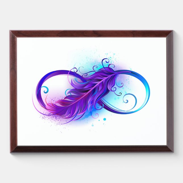 Infinity with Purple Feather Award Plaque (Horizontal)