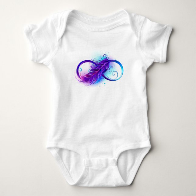 Infinity with Purple Feather Baby Bodysuit (Front)