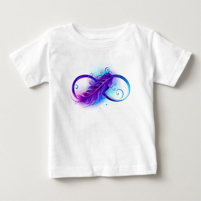 Infinity with Purple Feather Baby T-Shirt (Front)