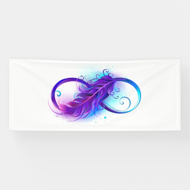 Infinity with Purple Feather Banner (Horizontal)