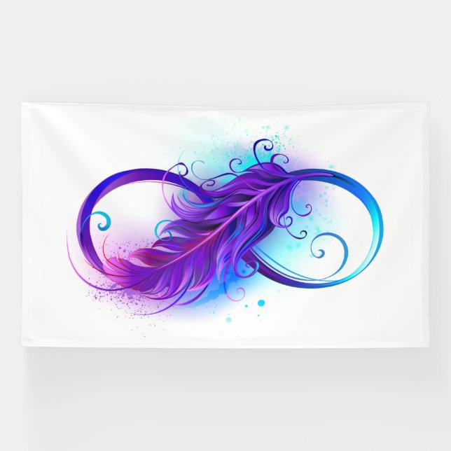 Infinity with Purple Feather Banner (Horizontal)