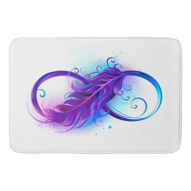 Infinity with Purple Feather Bath Mat (Front)