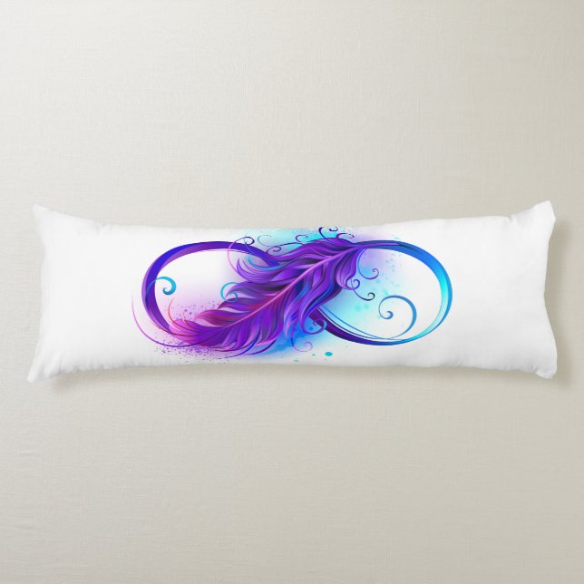 Infinity with Purple Feather Body Pillow (Front)