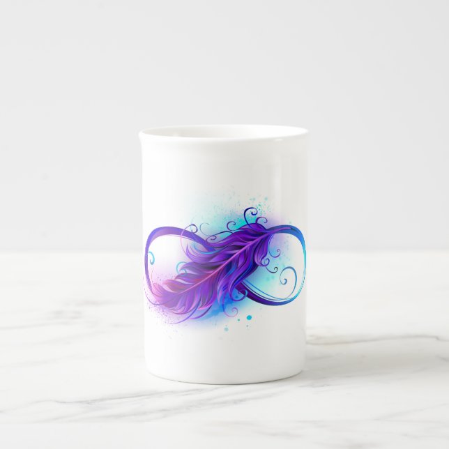 Infinity with Purple Feather Bone China Mug (Front)