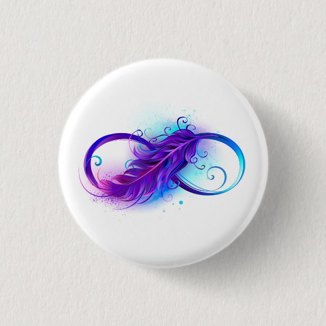 Infinity with Purple Feather Button (Front)