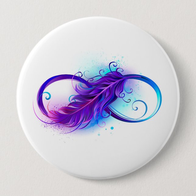 Infinity with Purple Feather Button (Front)