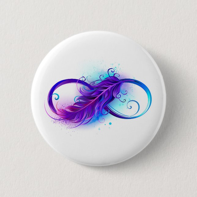 Infinity with Purple Feather Button (Front)