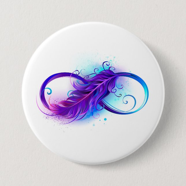 Infinity with Purple Feather Button (Front)