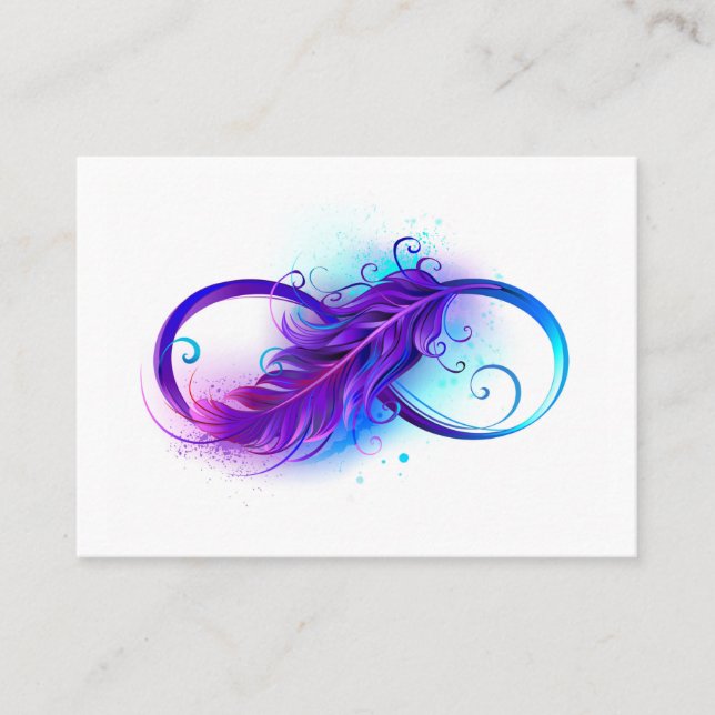 Infinity with Purple Feather Calling Card (Front)