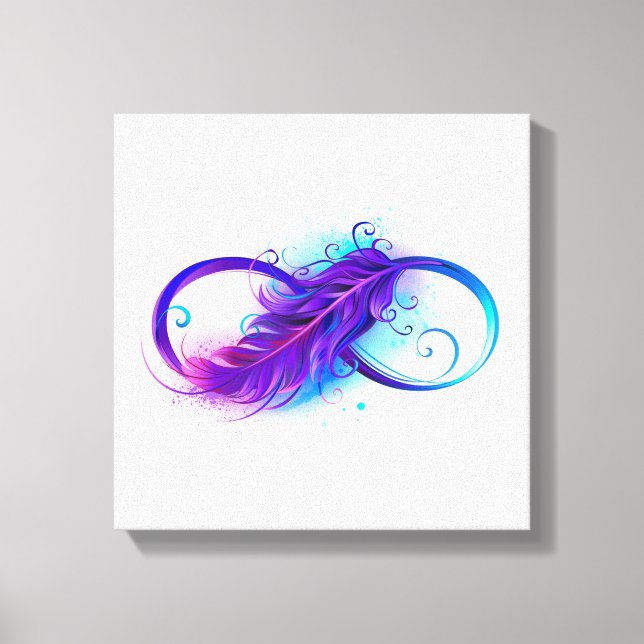 Infinity with Purple Feather Canvas Print (Front)