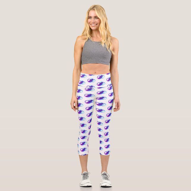 Infinity with Purple Feather Capri Leggings (Front)