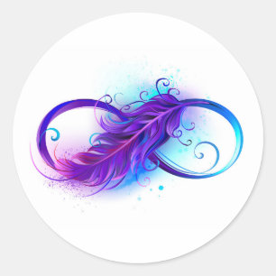 Infinity with Purple Feather Classic Round Sticker