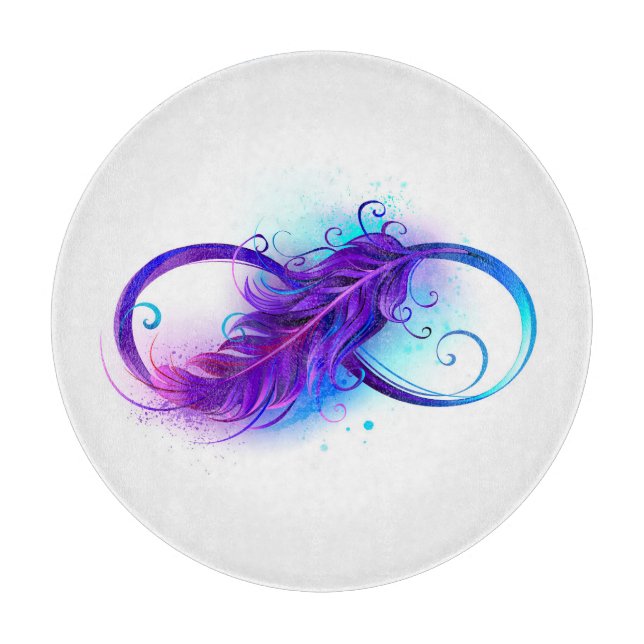 Infinity with Purple Feather Cutting Board (Front)