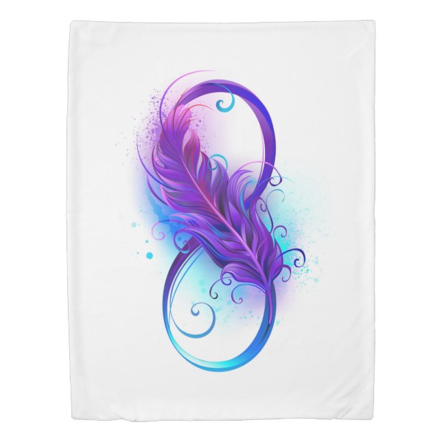 Infinity with Purple Feather Duvet Cover (Front)