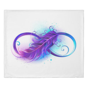 Infinity with Purple Feather Duvet Cover