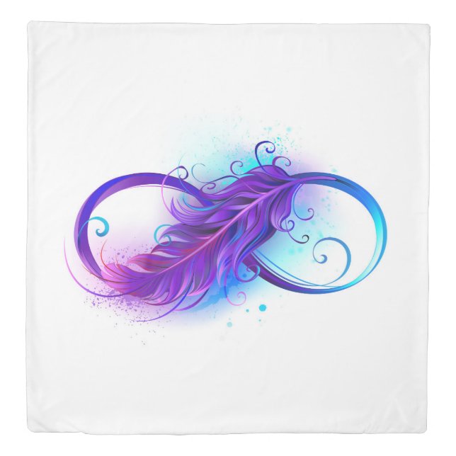 Infinity with Purple Feather Duvet Cover (Front)