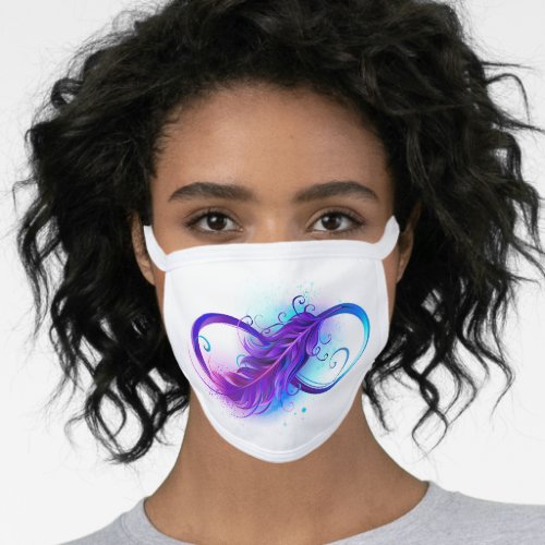 Infinity with Purple Feather Face Mask