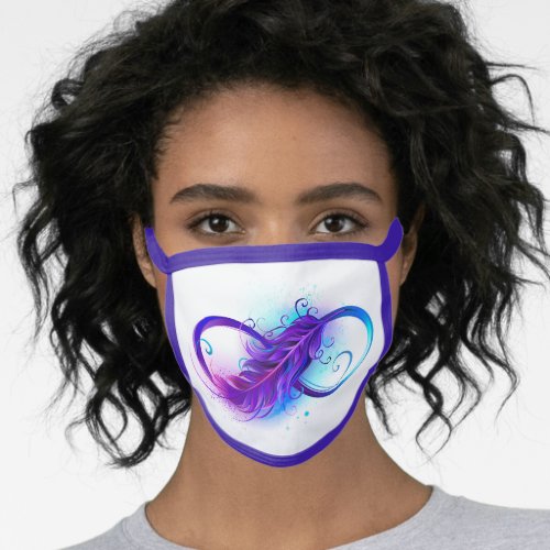 Infinity with Purple Feather Face Mask