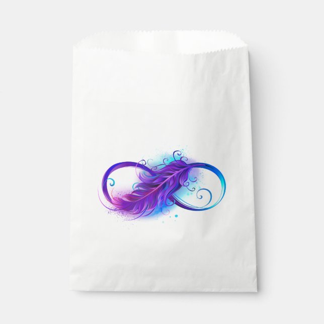 Infinity with Purple Feather Favor Bag (Front)