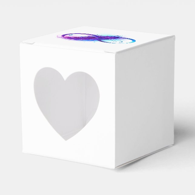 Infinity with Purple Feather Favor Boxes (Front Side)
