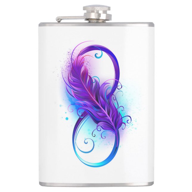 Infinity with Purple Feather Flask (Front)