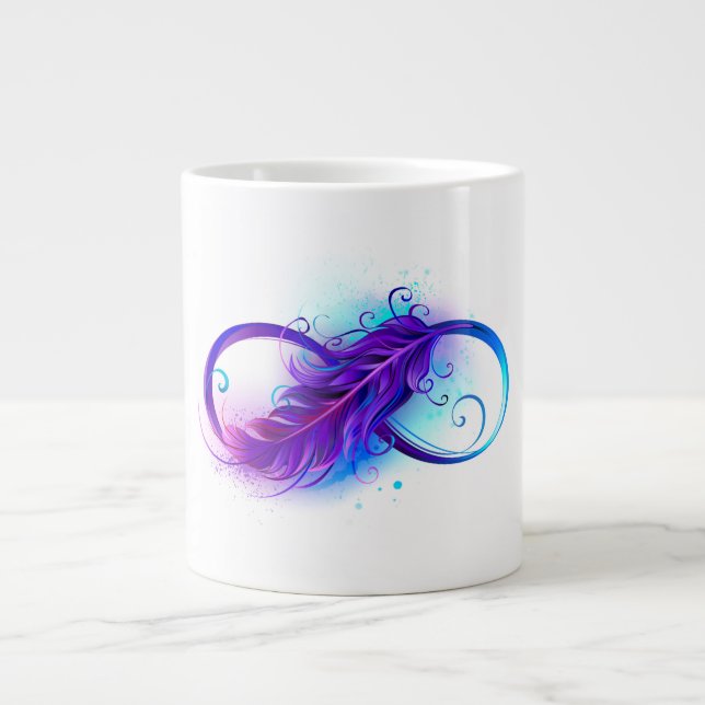 Infinity with Purple Feather Giant Coffee Mug (Front)