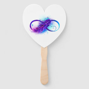 Infinity with Purple Feather Hand Fan