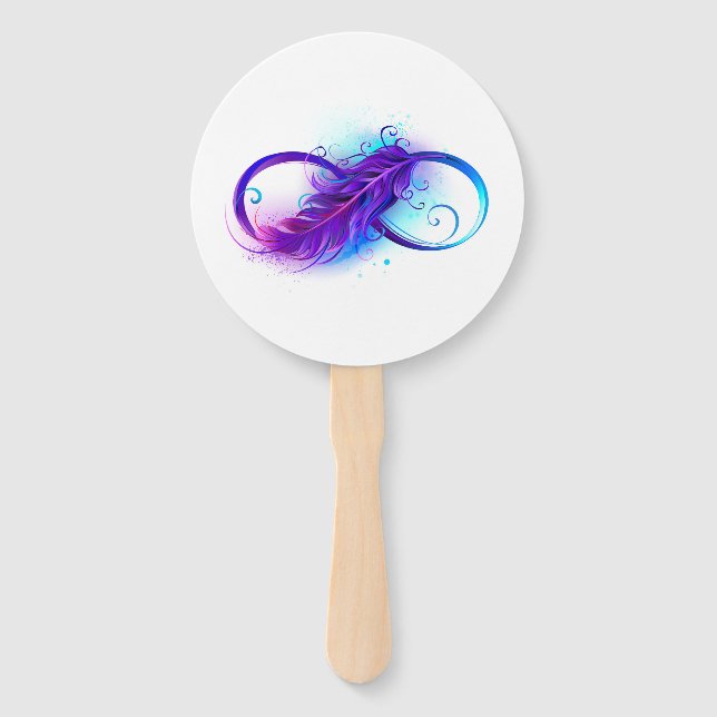 Infinity with Purple Feather Hand Fan (Front)