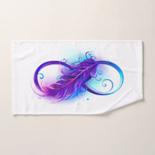 Infinity with Purple Feather Hand Towel