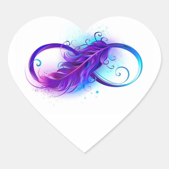 Infinity with Purple Feather Heart Sticker (Front)