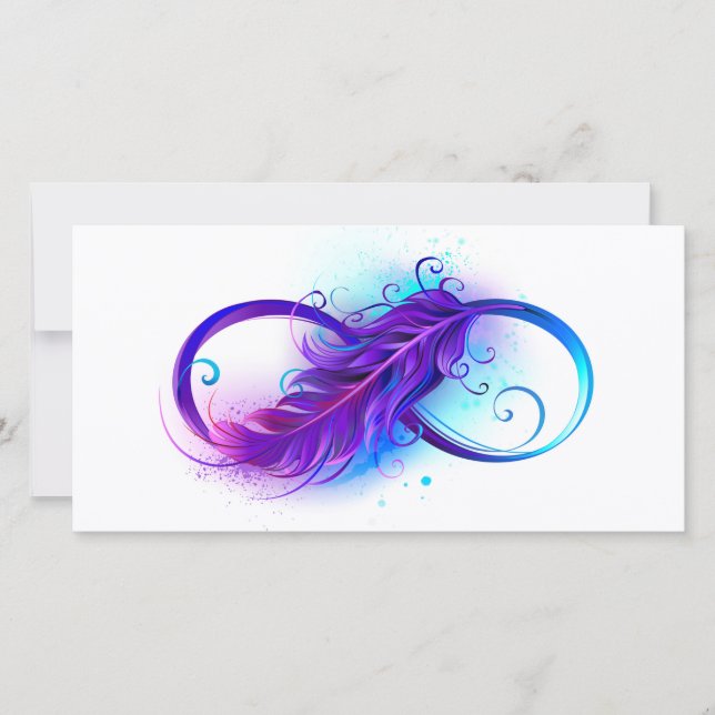 Infinity with Purple Feather Holiday Card (Front)