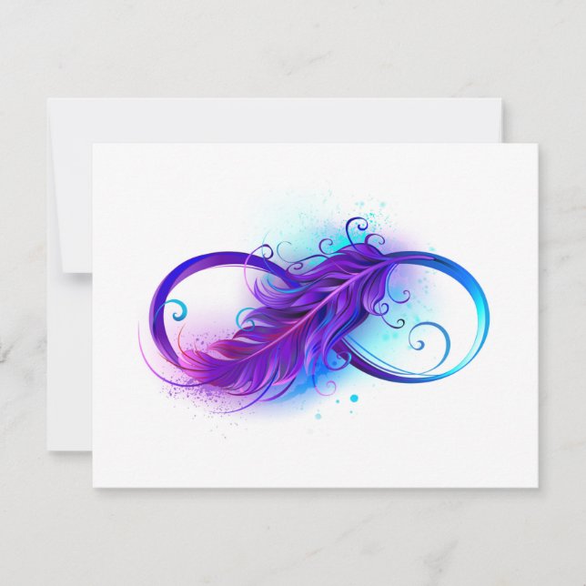 Infinity with Purple Feather Holiday Card (Front)