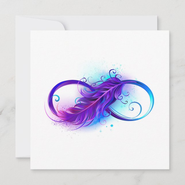 Infinity with Purple Feather Invitation (Front)