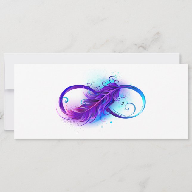 Infinity with Purple Feather Invitation (Front)