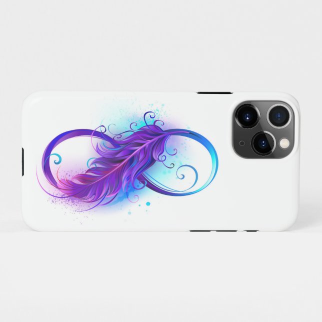 Infinity with Purple Feather iPhone Case (Back Horizontal)