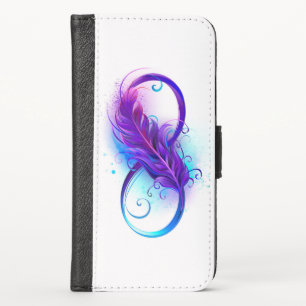 Infinity with Purple Feather iPhone XS Wallet Case