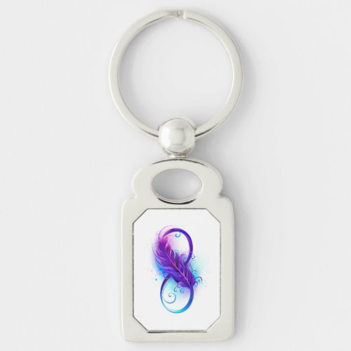 Infinity with Purple Feather Keychain