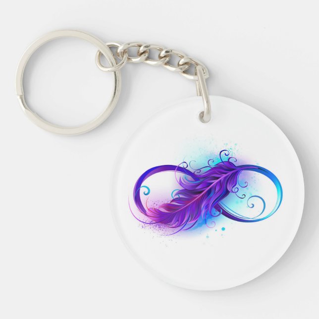 Infinity with Purple Feather Keychain (Front)